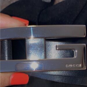 Gucci Black Belt with Shiny Silver Buckle